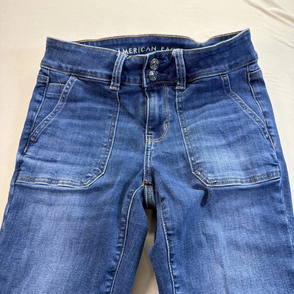 American Eagle Womens Blue Jeans Size 4 Short Artist Crop Next Level Stretch